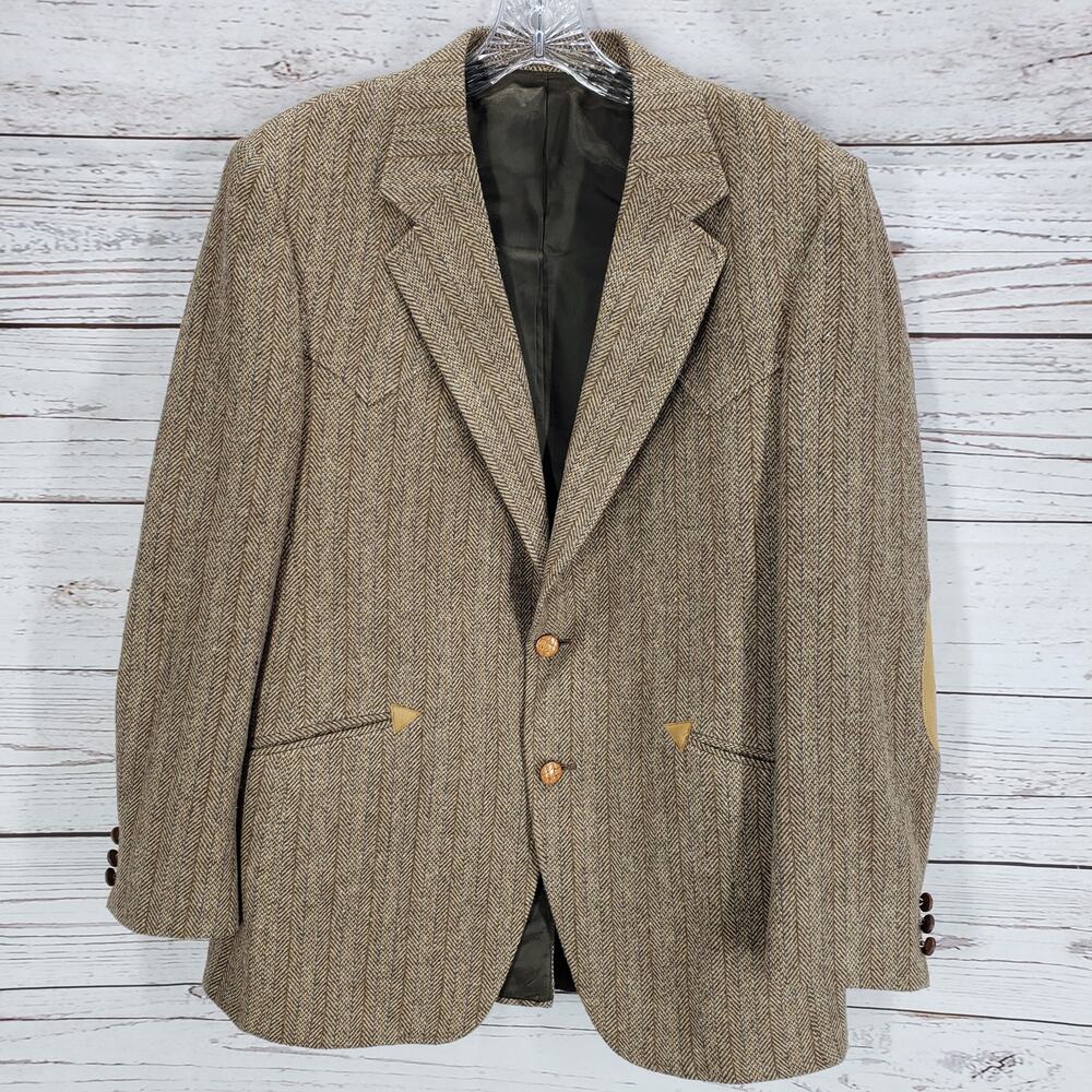 Vintage Panhandle Slim Herringbone Western Elbow Patch Sports Jacket Size 40 - Picture 2 of 14